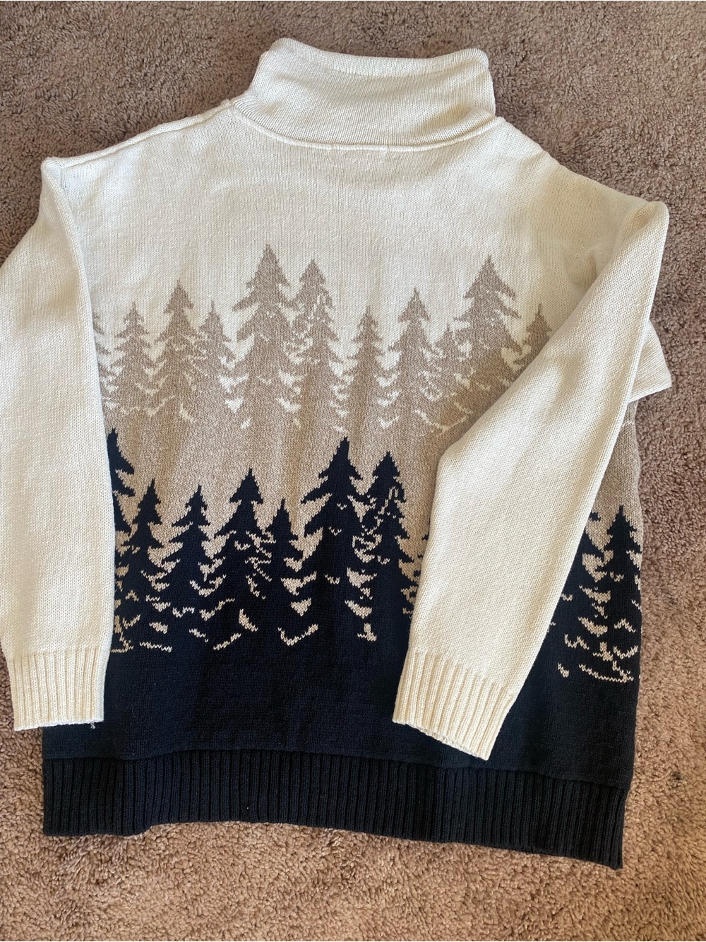 Cotton Country Forest Knit Cowl Neck Sweater Cabin Cottagecore Made in Canada - Picture 6 of 8